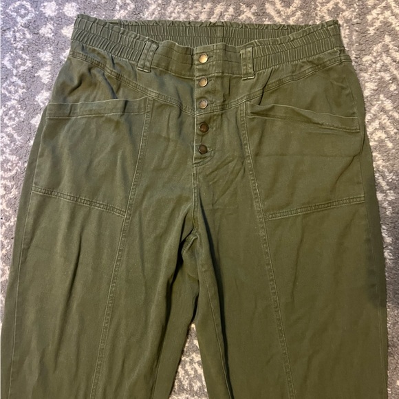 Knox Rose Dark Green Cargo Pants cropped size XXL (SKU K123) elastic waist - Picture 2 of 12